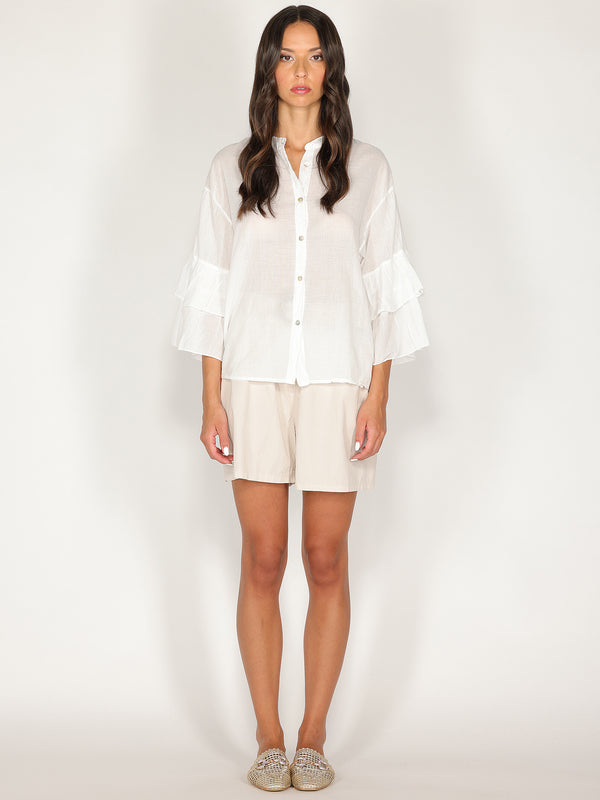 Camicia in cotone maniche a due balze