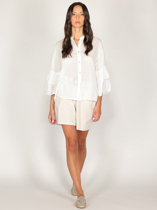 Camicia in cotone maniche a due balze