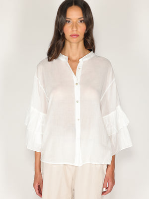 Camicia in cotone maniche a due balze