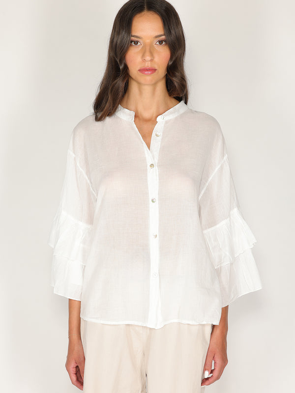 Camicia in cotone maniche a due balze