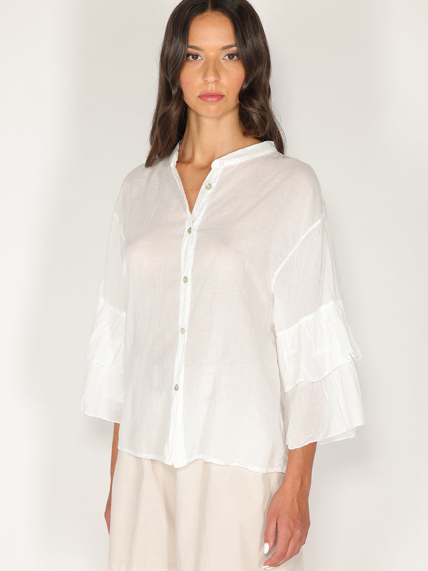 Camicia in cotone maniche a due balze