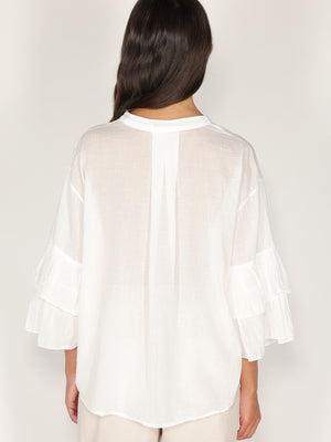 Camicia in cotone maniche a due balze