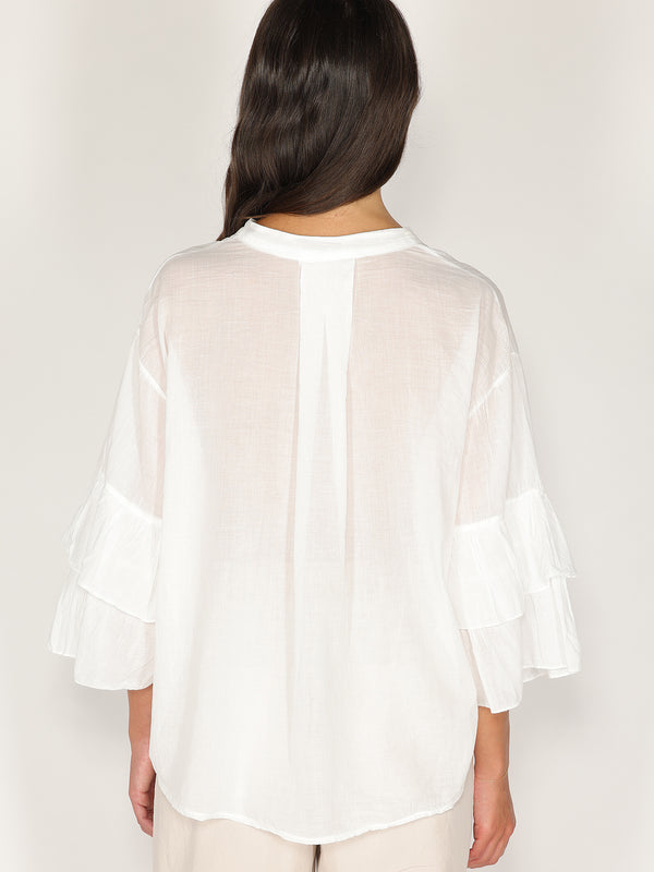 Camicia in cotone maniche a due balze