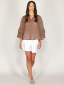 Camicia in cotone maniche a due balze