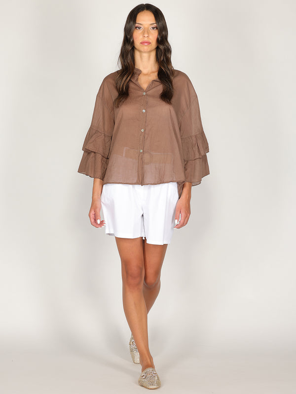 Camicia in cotone maniche a due balze