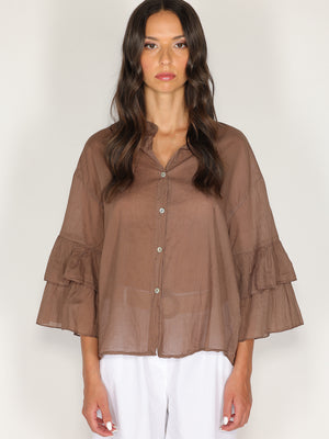 Camicia in cotone maniche a due balze
