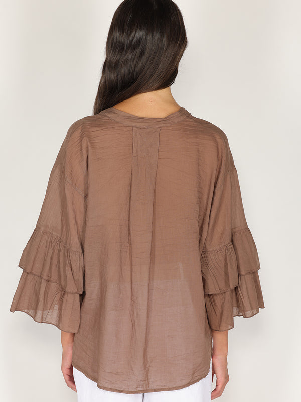 Camicia in cotone maniche a due balze