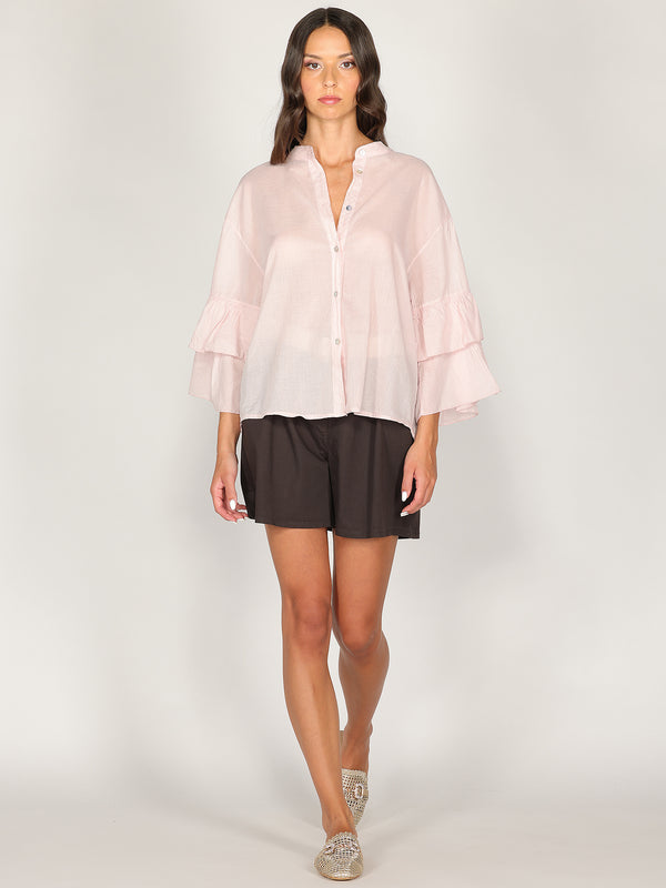 Camicia in cotone maniche a due balze