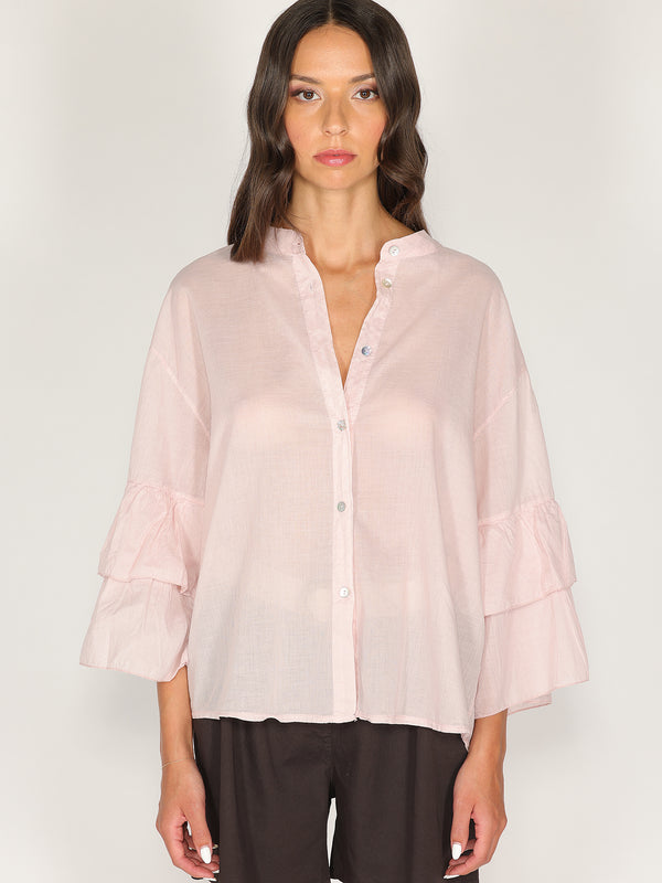 Camicia in cotone maniche a due balze