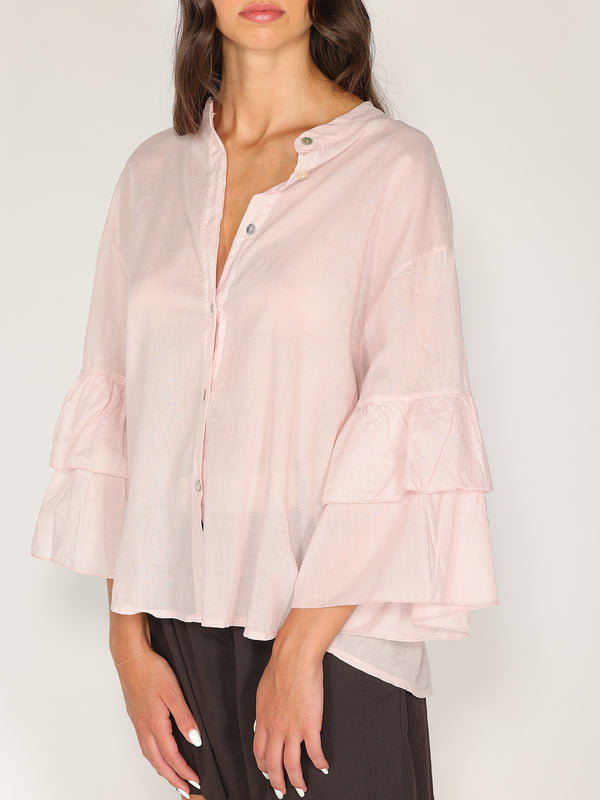 Camicia in cotone maniche a due balze