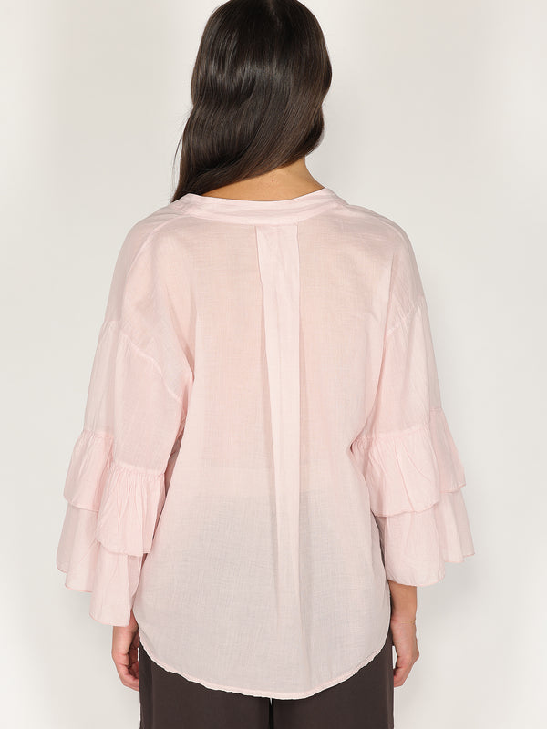 Camicia in cotone maniche a due balze