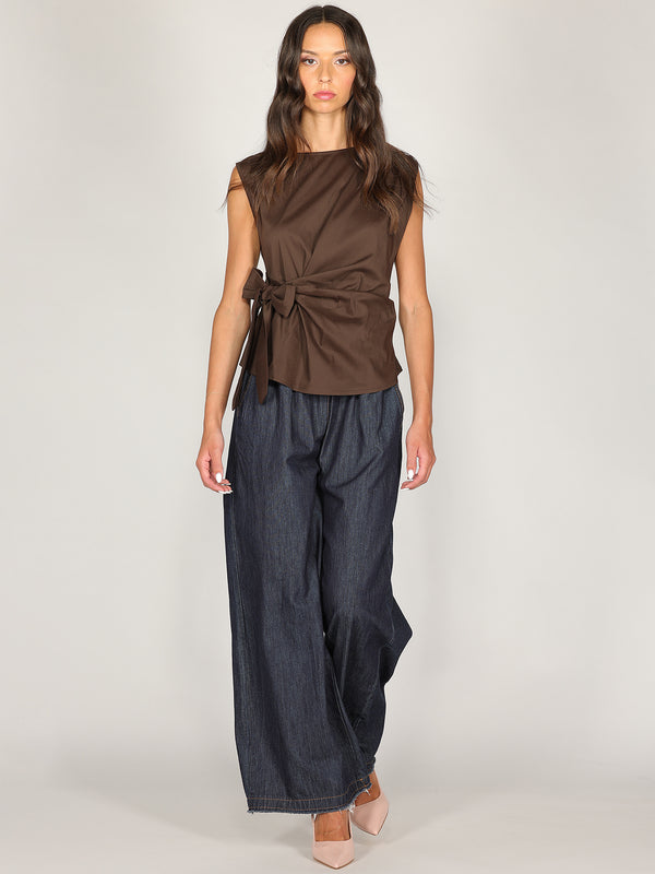 Maglia in cotone con fiocco laterale