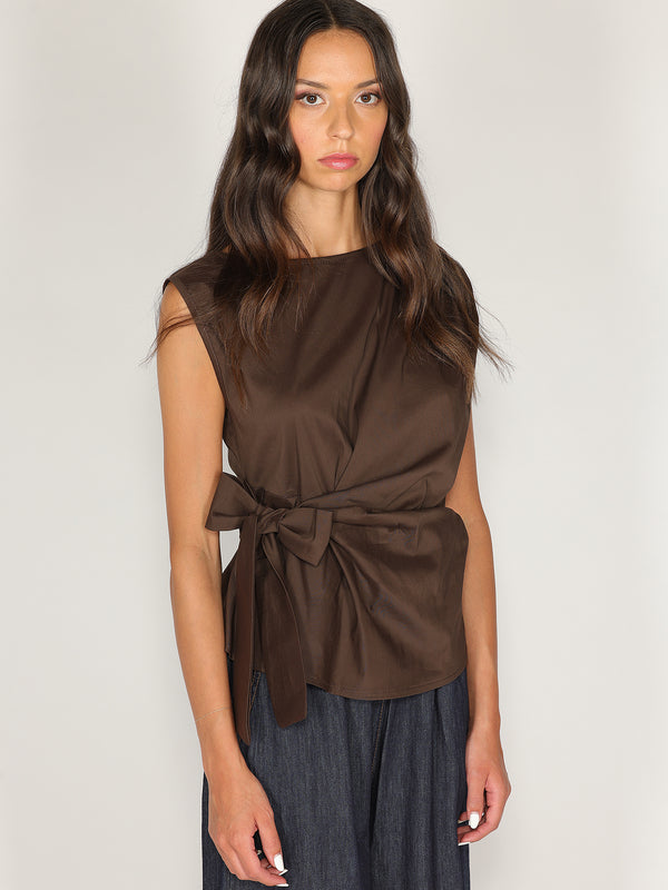 Maglia in cotone con fiocco laterale