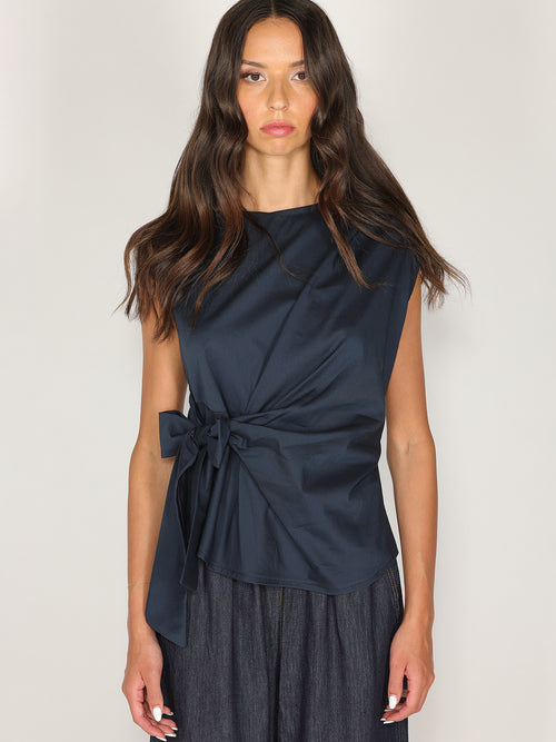 Maglia in cotone con fiocco laterale