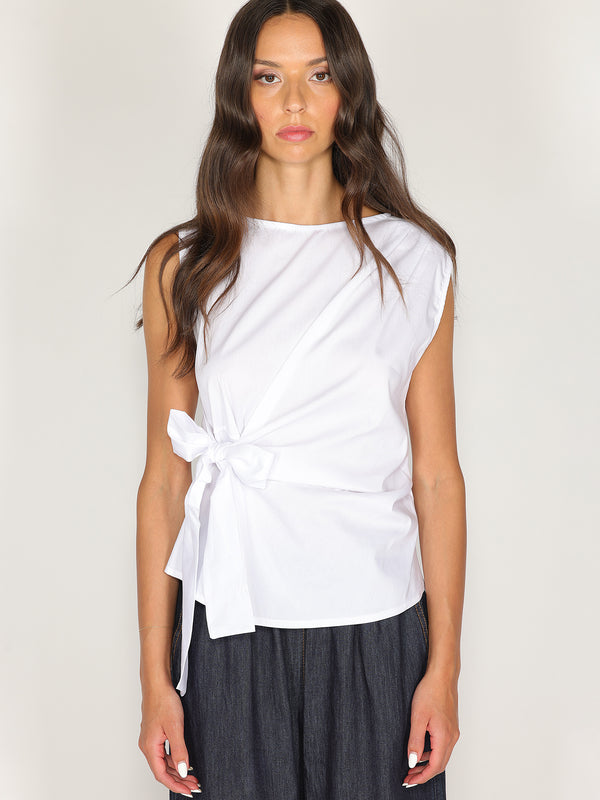 Maglia in cotone con fiocco laterale