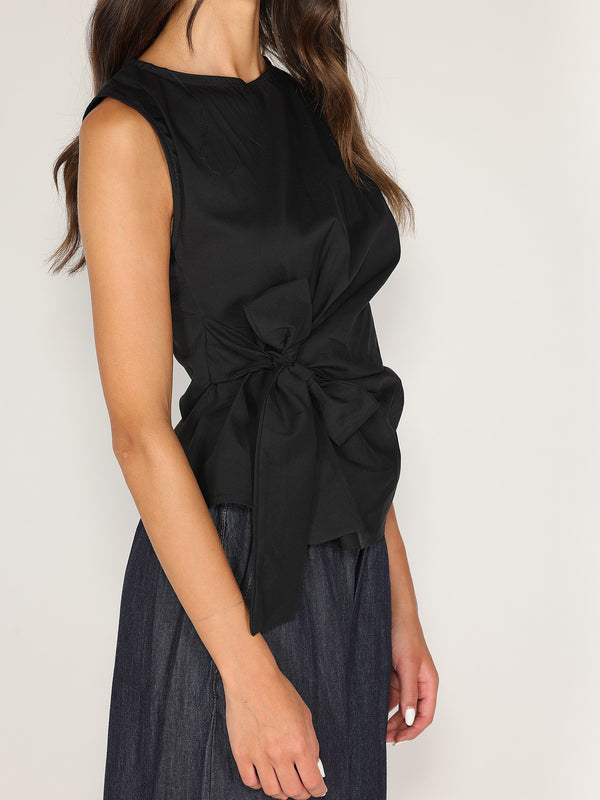 Maglia in cotone con fiocco laterale