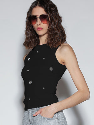 Top con specchietti Nero