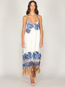 Abito halter in fantasia floreale con balza