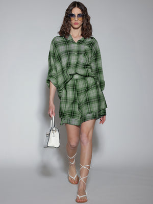 Camicia con shorts a quadretti Verde