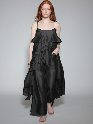 Pantalone palazzo viscosa Nero