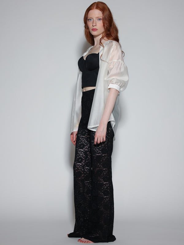Pantalone pizzo a zampa Nero