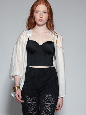 Pantalone pizzo a zampa Nero