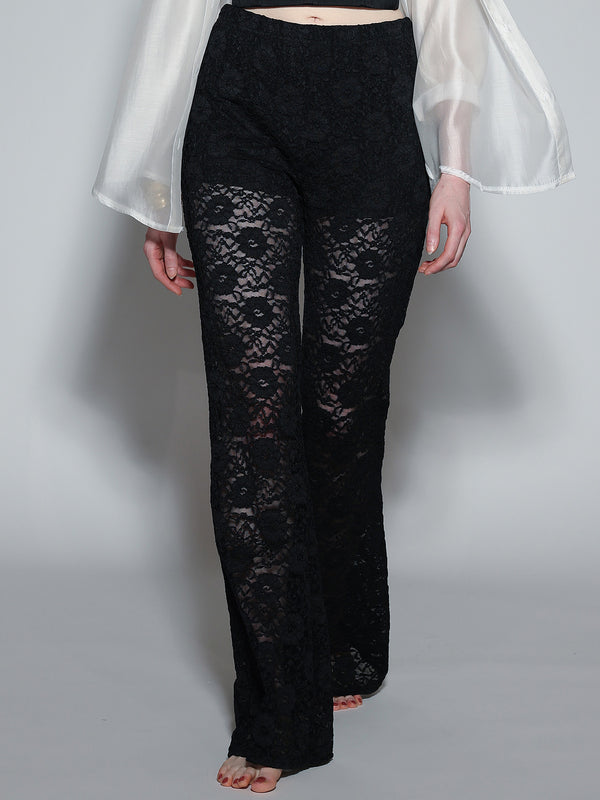 Pantalone pizzo a zampa Nero