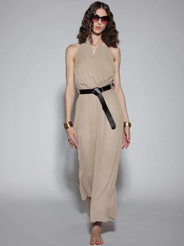 Tuta scollo all'americana Beige