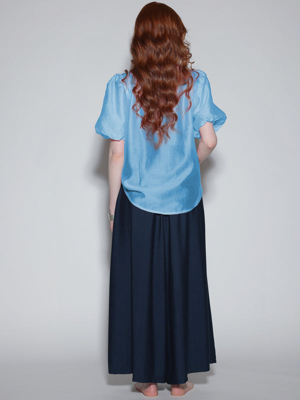 Camicia con perline e paillettes Azzurra