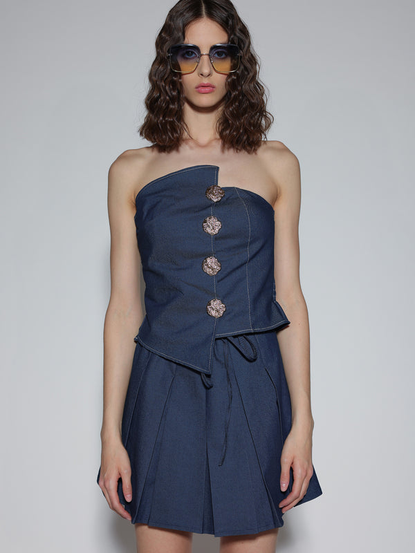 Top in tessuto effetto denim