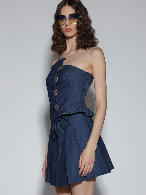 Top in tessuto effetto denim