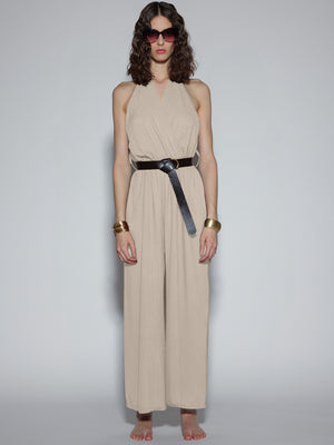 Tuta scollo all'americana Beige