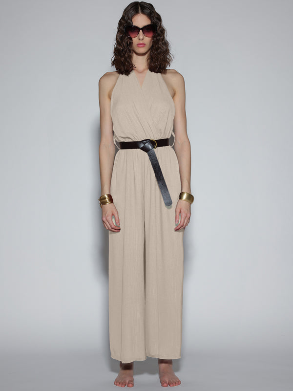 Tuta scollo all'americana Beige